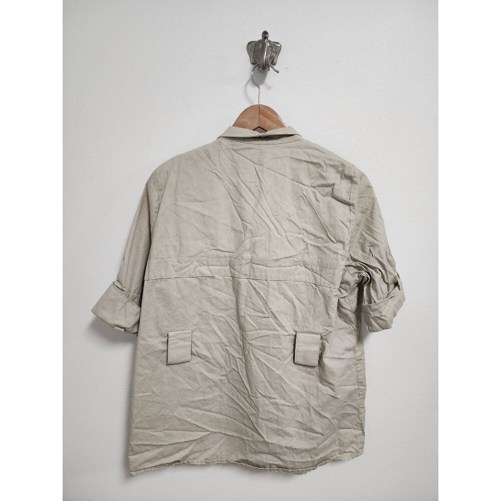 McKenna Quinn khaki 5 button short sleeve shooting shirt L - Picture 2 of 4
